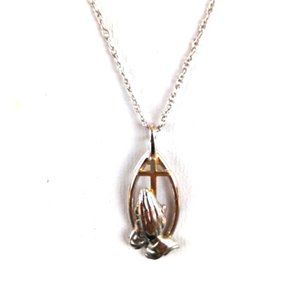 Vintage 925 sterling silver necklace with golden cross